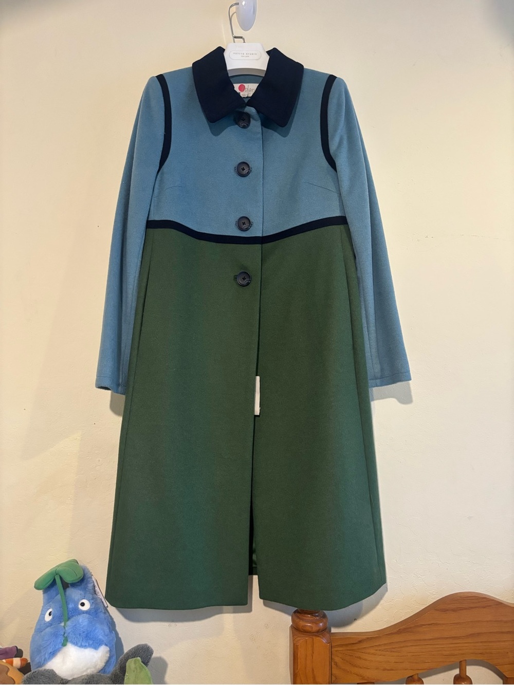 Boden Lovelace Coat Blue and Green Colorblock Long Coat size US 2P